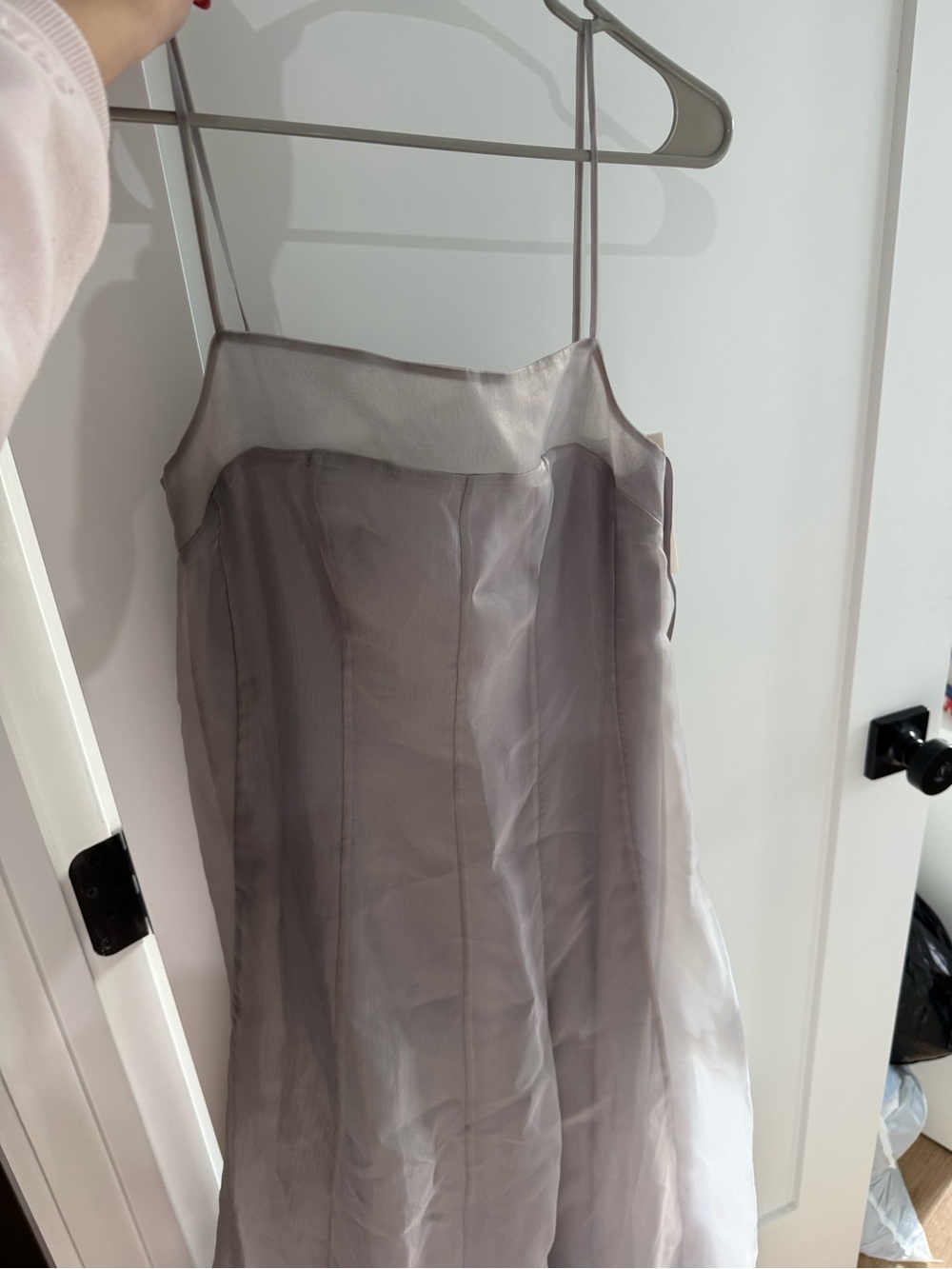 STAUD Strapless Gray Maxi Dress with Flowing A-Line Silhouette, NWT - Picture 5 of 6